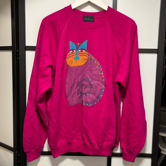 Laurel Burch Sweaters - Vintage 80s Laurel Burch San Francisco Cat Crewneck Sweatshirt Size XL